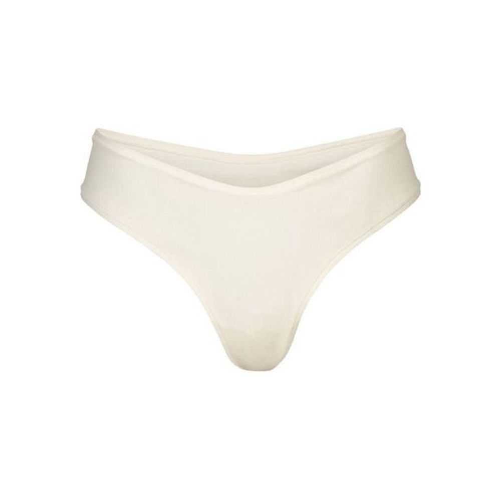 COTTON JERSEY DIPPED THONG / BONE